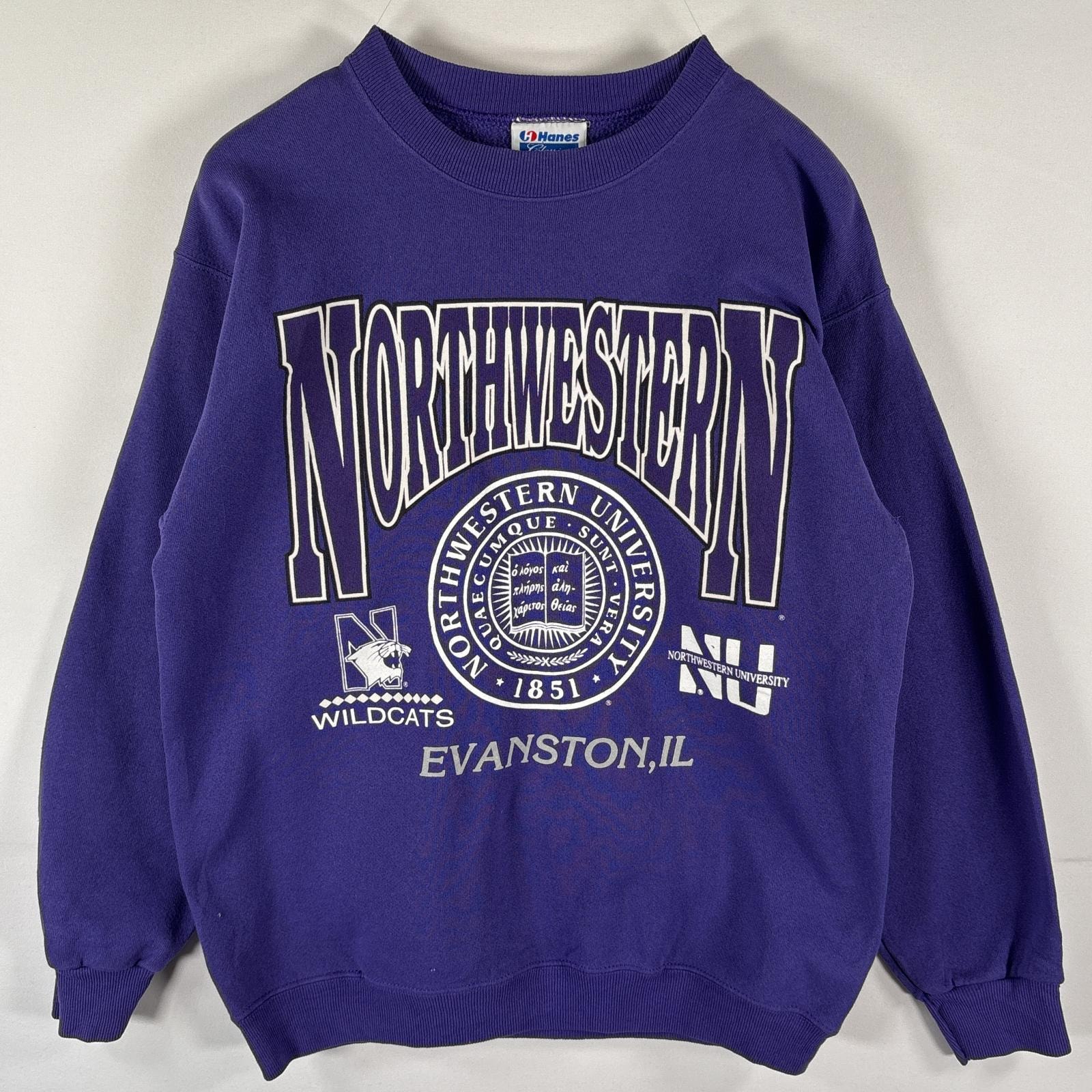 古着 90's/90年代 ヘインズ Hanes USA製 スウェット トレーナー クルーネック カレッジロゴプリント M  パープル メンズ