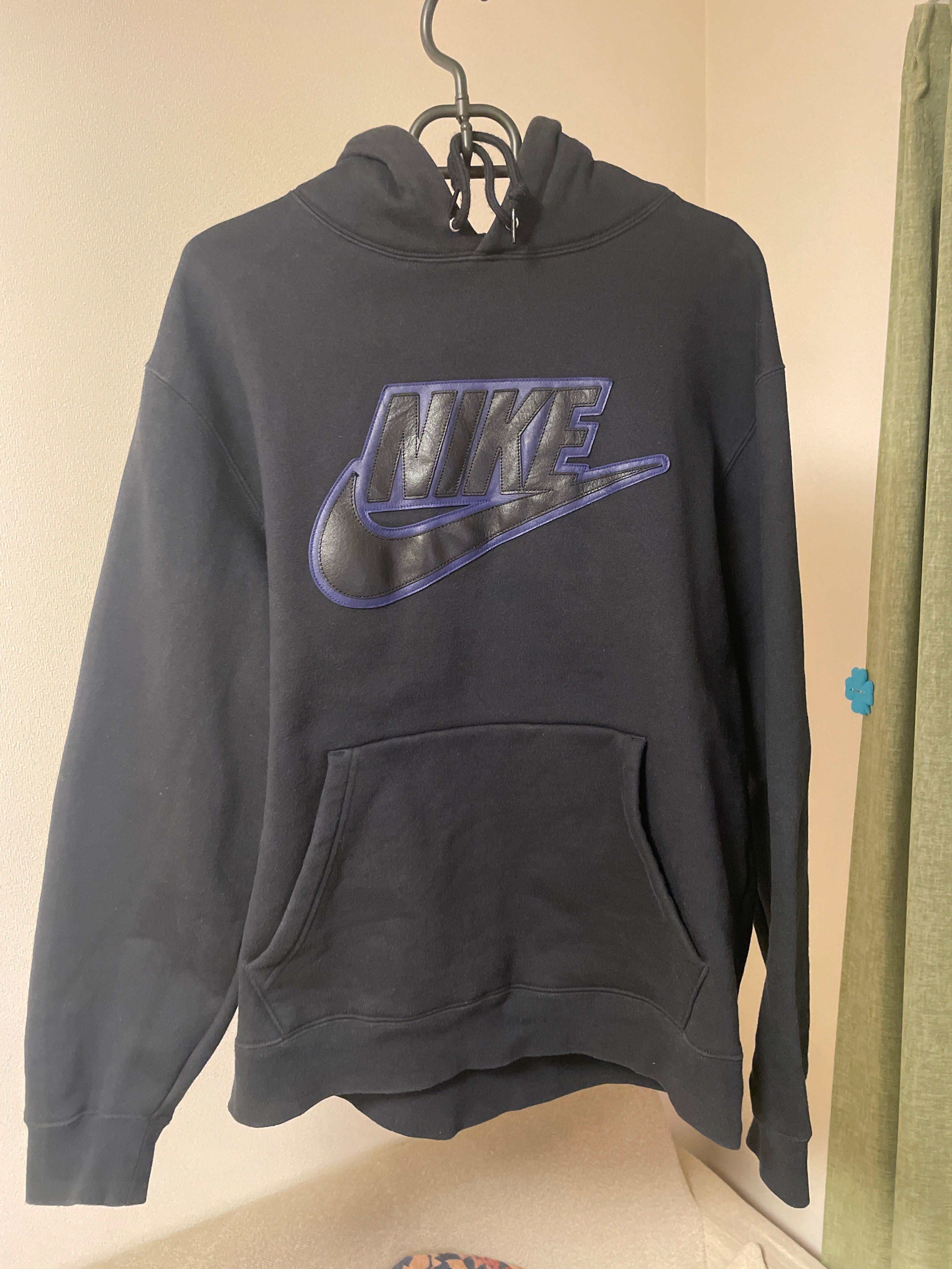 Supreme / Nike® Leather Appliqué Hooded Sweatshirt "Black"