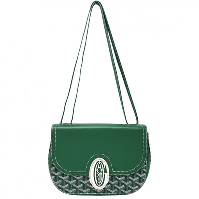 GOYARD ゴヤール ショルダーバッグ サック233 PM 肩掛け 斜め掛け 233SH2PMLTY09CL09P PVCコーティングキャンバス レザー グリーン 緑 シルバー金具 レディース【中古品】