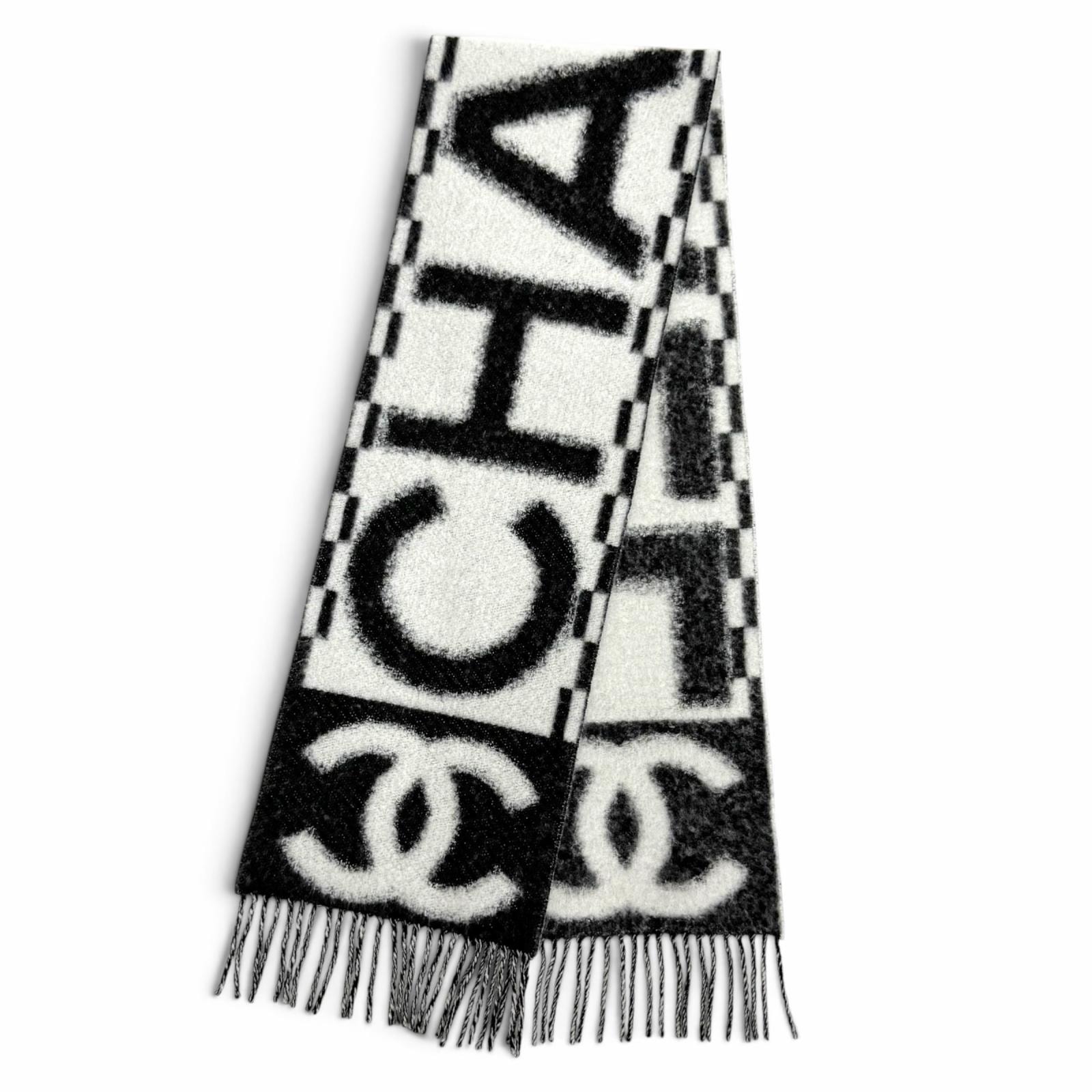 出張…様 極美品 CHANEL シャネル ココマーク マフラー シルク カシミヤ B (目立った傷や汚れなし)】美品 シャネル ココマーク ロゴデザイ