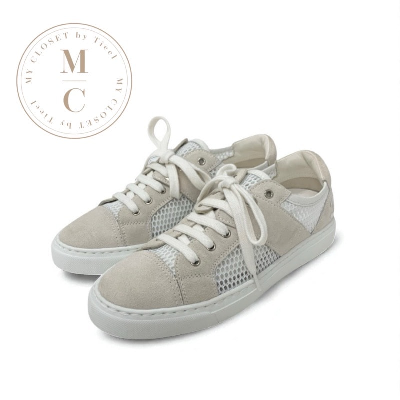 シャネル CHANEL スニーカー 靴 シューズ スエード ベージュ ホワイト ココマーク メッシュ