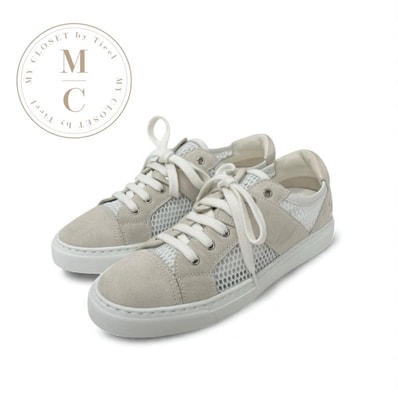 シャネル CHANEL スニーカー 靴 シューズ スエード ベージュ ホワイト ココマーク メッシュ