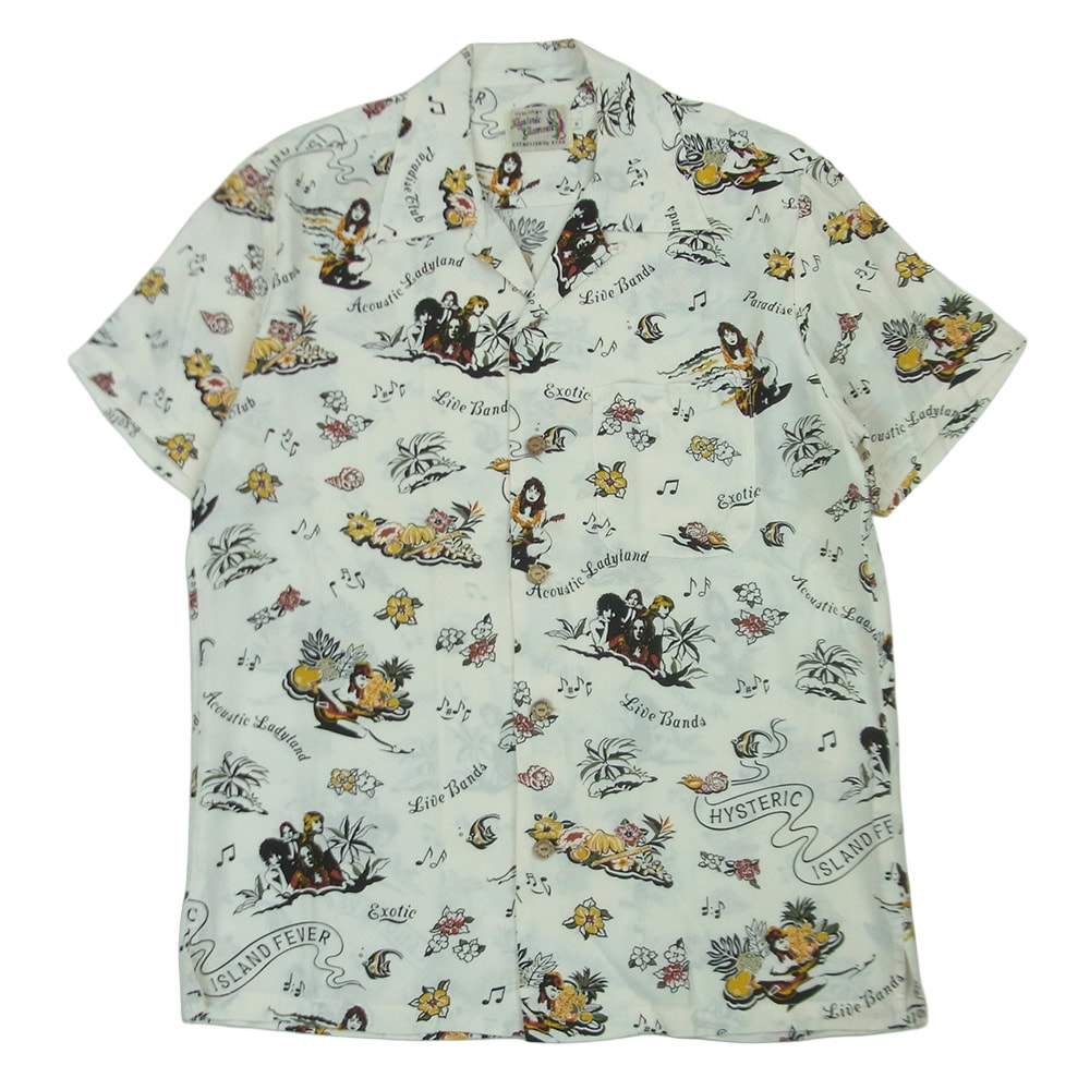 HYSTERIC GLAMOUR ヒステリックグラマー 17SS 02171AH08 レーヨン 総柄 アロハシャツ 開襟 半袖 シャツ ホワイト系 S【中古】