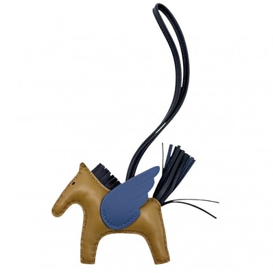 HERMES エルメス キーホルダー ロデオ ペガサスPM バッグチャーム メンズ レディース 男女兼用 K刻印 アニョーミロ ブラウン 茶 ネイビー 紺 ユニセックス 美品 2025年【中古品】