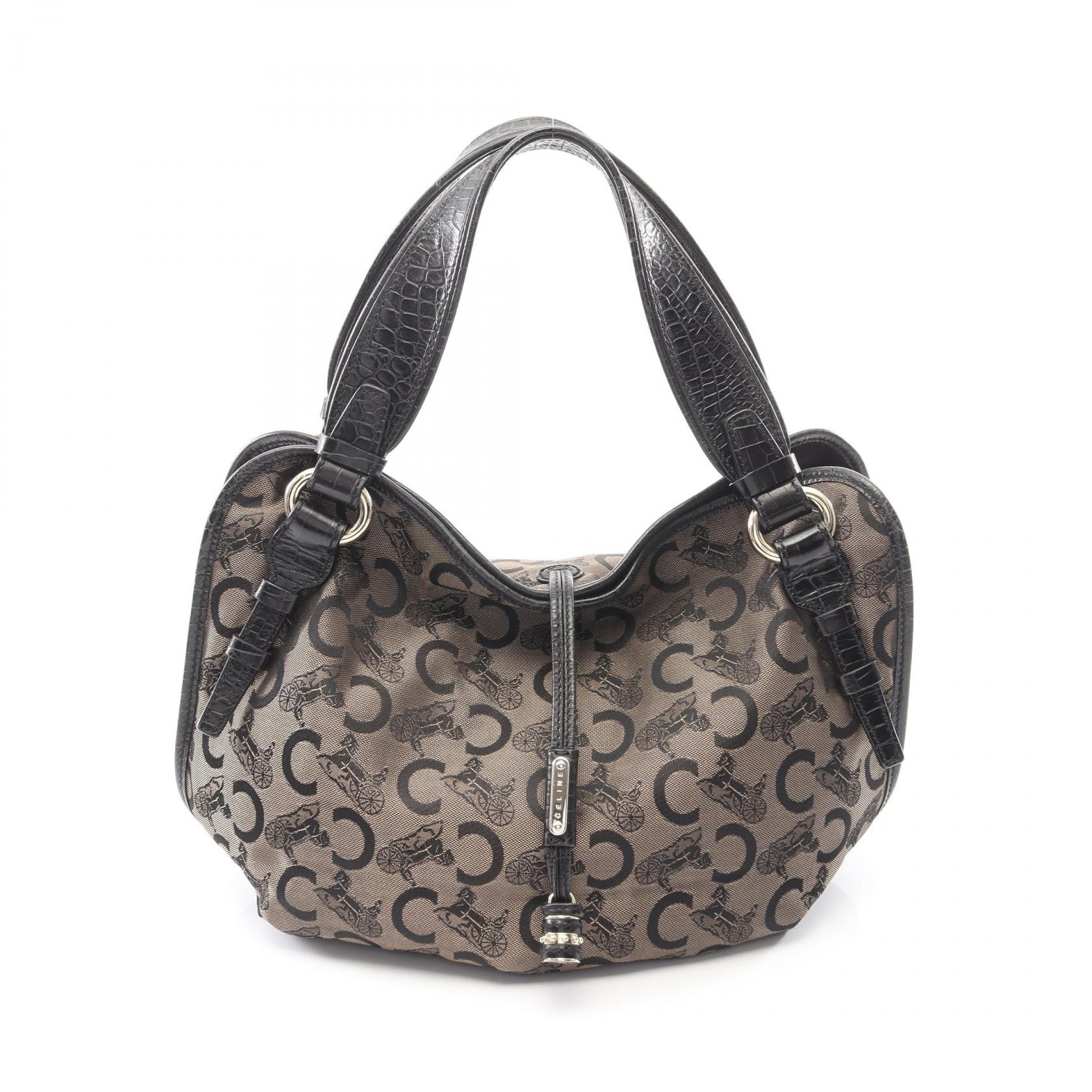 セリーヌ CELINE ビタースウィート Cサルキー ハンドバッグ バッグ キャンバス レザー レディース ブラウン系 / ブラック系 【中古】