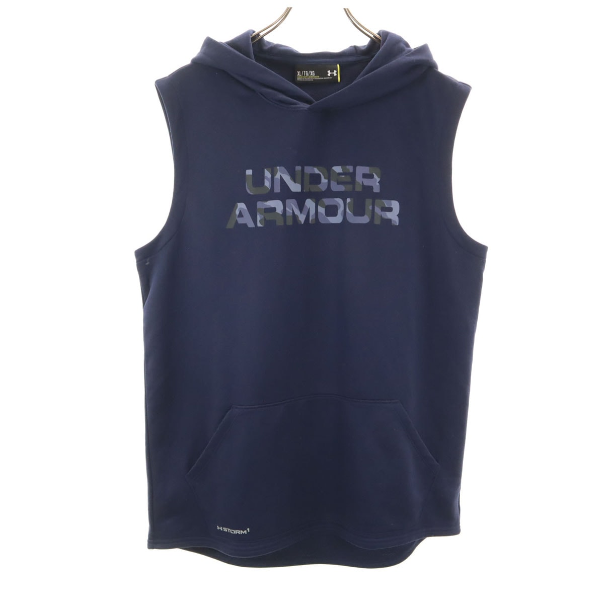 UNDER ARMOUR アンダーアーマー ノースリーブ フーディー カットソー XL ネイビー