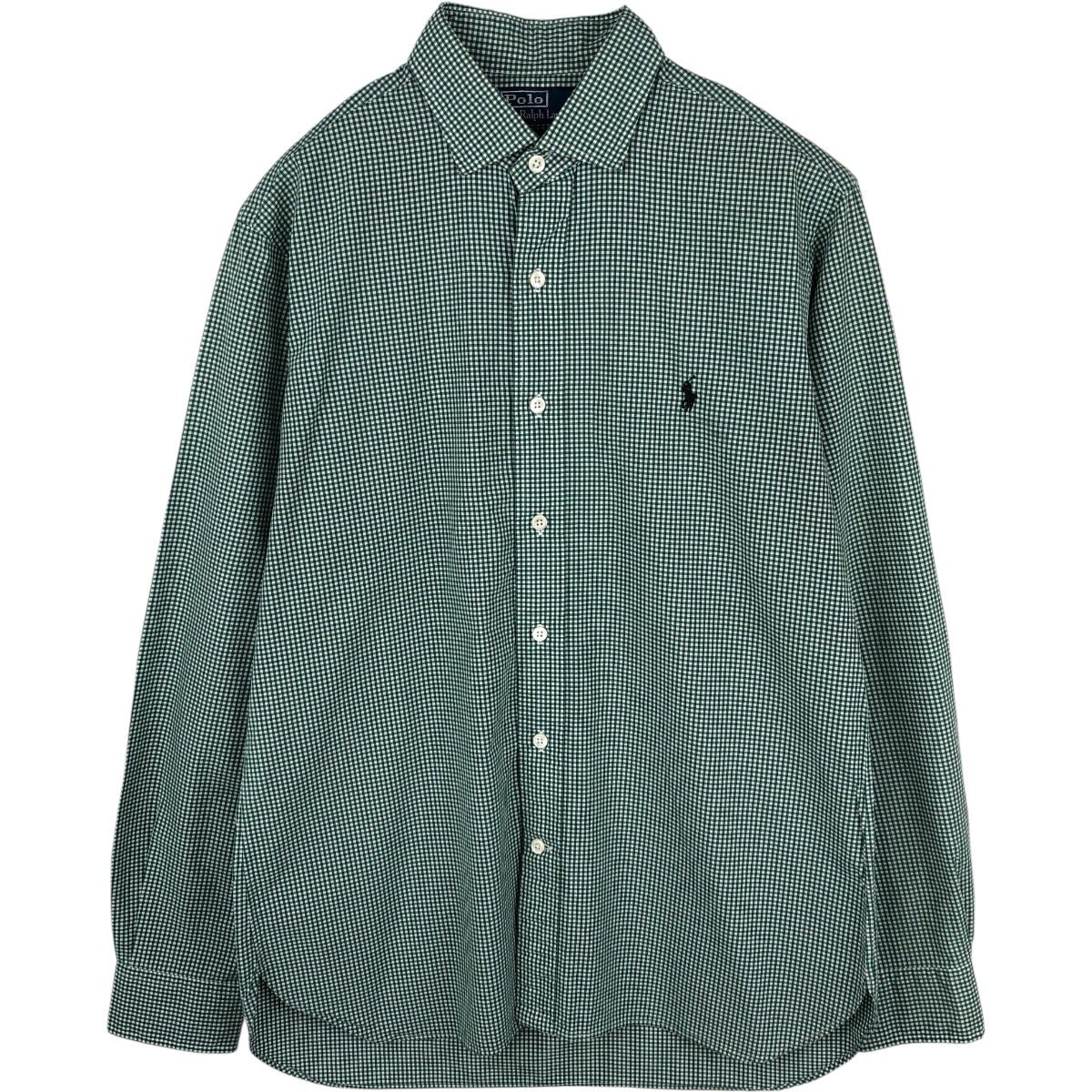 古着 ラルフローレン Ralph Lauren Estate Custom Fit ギンガムチェック 長袖 ワイドカラー コットンチェックシャツ メンズM相当/eaa676508
