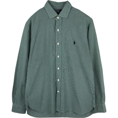 古着 ラルフローレン Ralph Lauren Estate Custom Fit ギンガムチェック 長袖 ワイドカラー コットンチェックシャツ メンズM相当/eaa676508