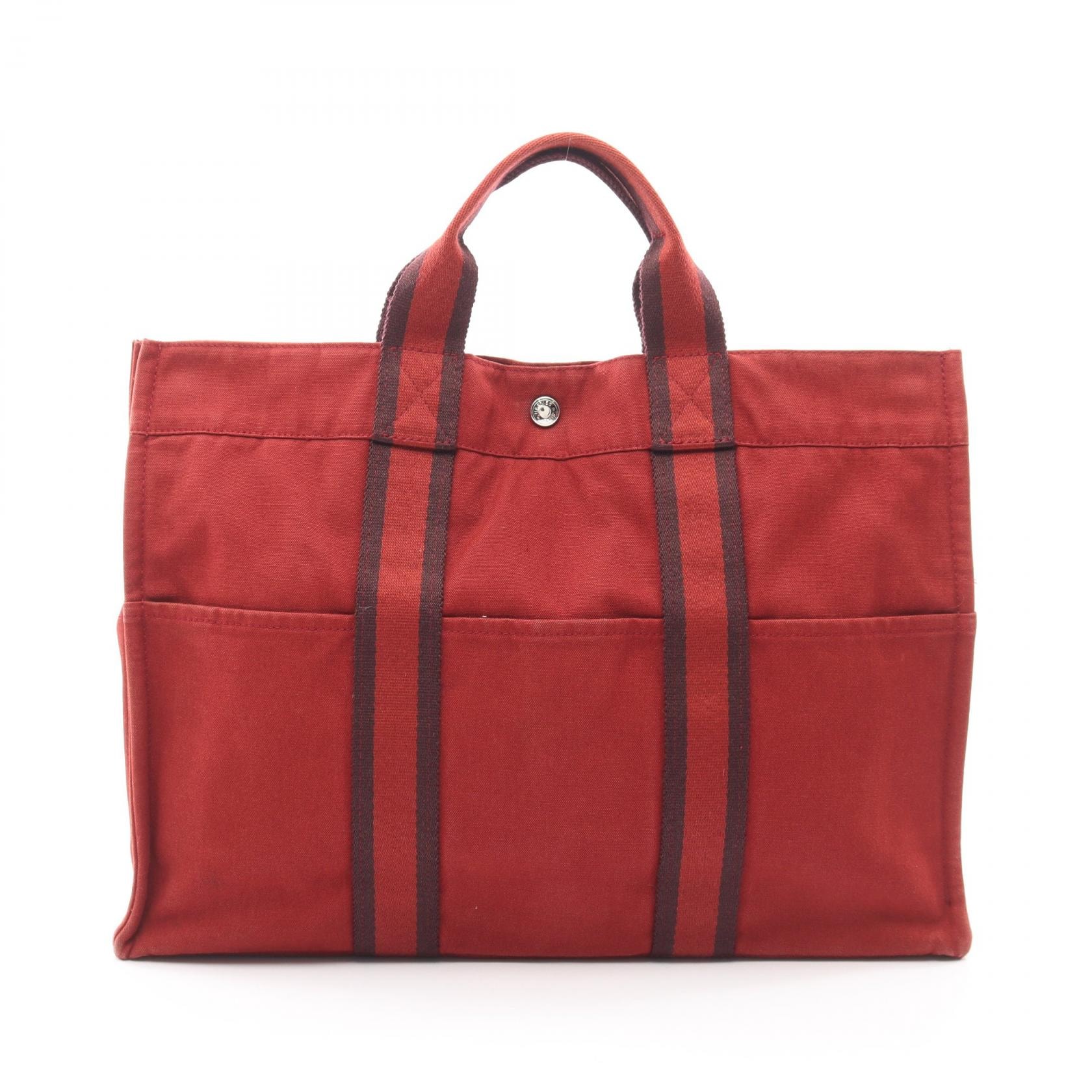 エルメス HERMES フールトゥMM トートバッグ バッグ キャンバス レディース レッド系 【中古】