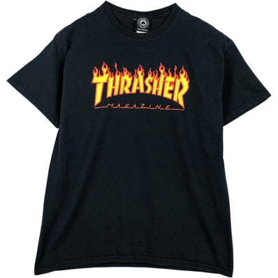 古着 スラッシャー THRASHER ファイヤーパターン ロゴプリントTシャツ メンズL相当/eaa639212
