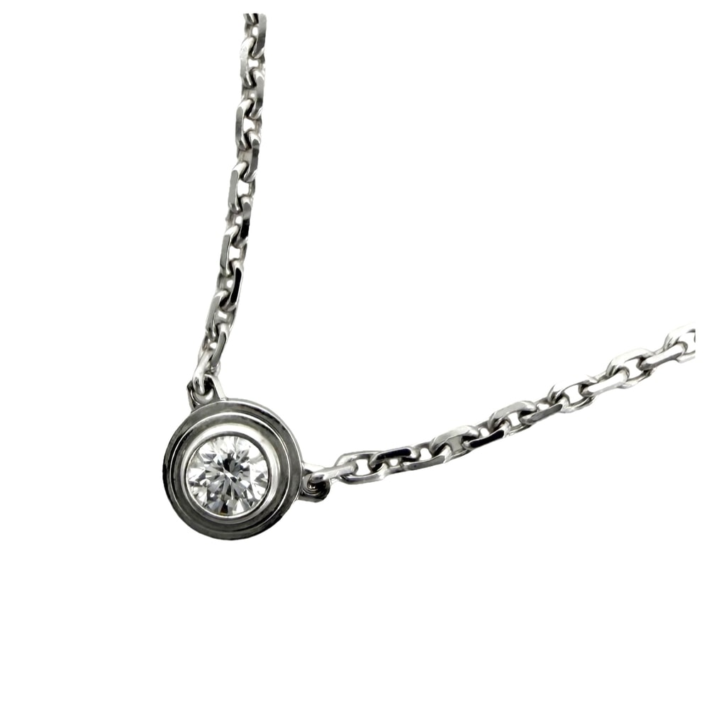 CARTIER カルティエ ネックレス ダムール XS 一粒ダイヤ アクセサリー ジュエリー アジャスター付き Au750 18金WG K18ホワイトゴールド    ダイヤモンド レディース 約2.4g 美品【中古品】