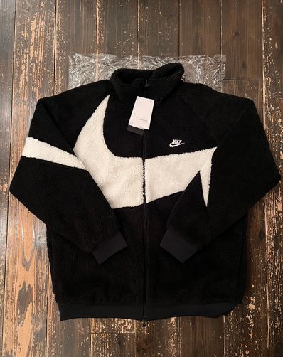 Nike Big Swoosh Reversible Boa Jacket "Black Sail"