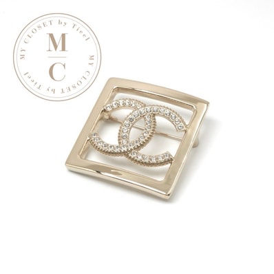 シャネル CHANEL ブローチ ゴールド ココマーク スクエア ラインストーン