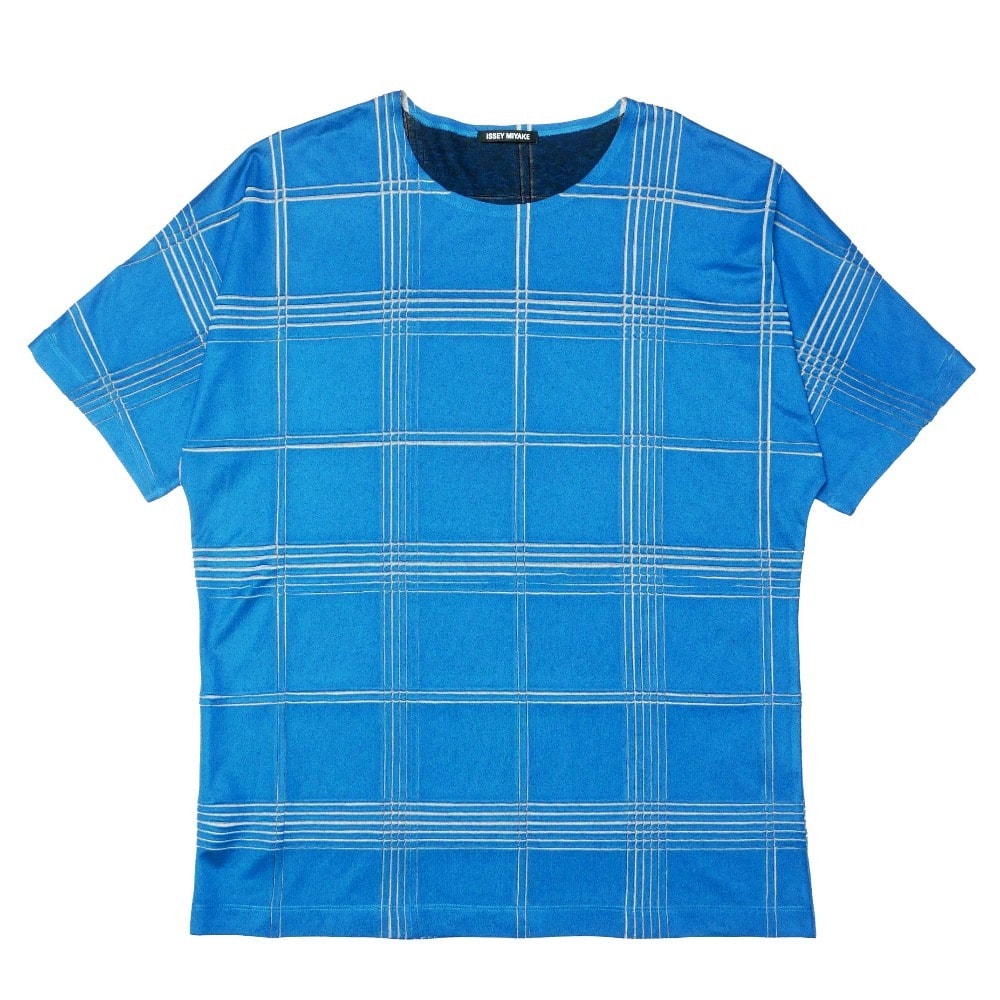 ■美品■ISSEY MIYAKE イッセイミヤケ 半袖Tシャツ サイズ4 チェックプリーツ クルーネック ブランド古着【中古】20260804/RB0462