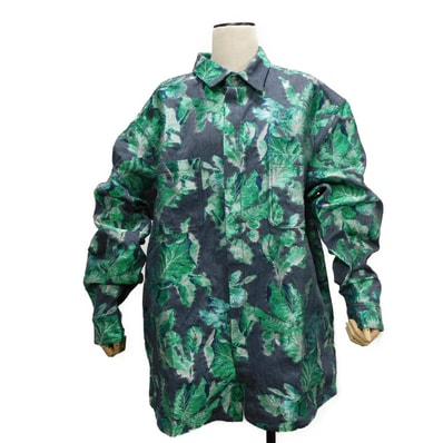 Dior ディオール デニム ティアーズ フローラ シャツ FSスタンプ 43 グリーン 長袖 180/104A 未使用 リーフ ジャガード ディープブルー デニムジャケット 393D592A325X