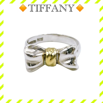 美品 ティファニー リボン リング 750 925 銀 金 シルバー ゴールド