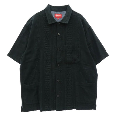 Supreme シュプリーム 20SS Embroidered S/S Shirt エンブロイダリー 刺繍 半袖 シャツ ダークネイビー系 M【中古】