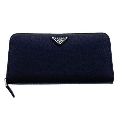 PRADA プラダ ヴィッテロダイノ ラウンドファスナー長財布 長財布 2ML317 レザー レザー ブラック カーキ メンズ【中古】