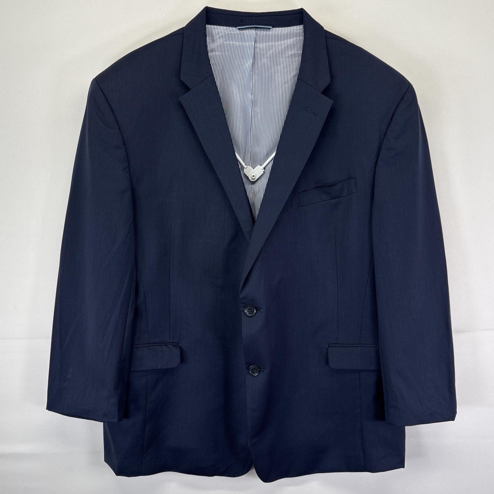 古着 トミーヒルフィガー TOMMY HILFIGER テーラードジャケット スーツ ブレザー 2ボタン シングル  ネイビー メンズ