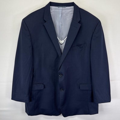 古着 トミーヒルフィガー TOMMY HILFIGER テーラードジャケット スーツ ブレザー 2ボタン シングル ネイビー メンズ