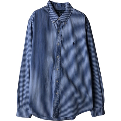 古着 ラルフローレン Ralph Lauren CUSTOM FIT マルチストライプ 長袖 ボタンダウンストライプシャツ メンズL相当/eaa618557