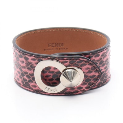 フェンディ FENDI マンシェット ブレスレット アクセサリー メタル パイソン レディース ピンク系 / ブラック系 / シルバー系 【中古】