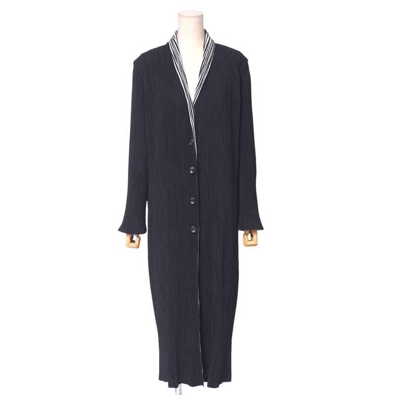 ISSEY MIYAKE イッセイミヤケ コート サイズM プリーツ ロングジャケット カーディガン ダブルフェイス ブランド古着【中古】20241218/RA2221