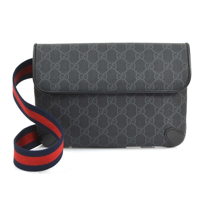 グッチ GUCCI ウエストバッグ ボディバッグ GGスプリームキャンバス ブラック メンズ 792091【中古】 90259a