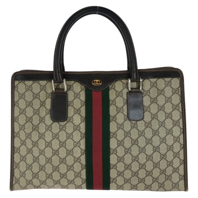 GUCCI グッチ オールドグッチ シェリーライン ベージュ ブラウン ゴールド金具 GGスプリームキャンバス レザー/ ビジネスバッグ ブリーフケース 男女兼用 604593 【中古】