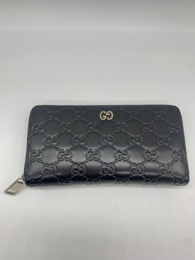 GUCCI Signature Leather Zip Around Wallet "Black"