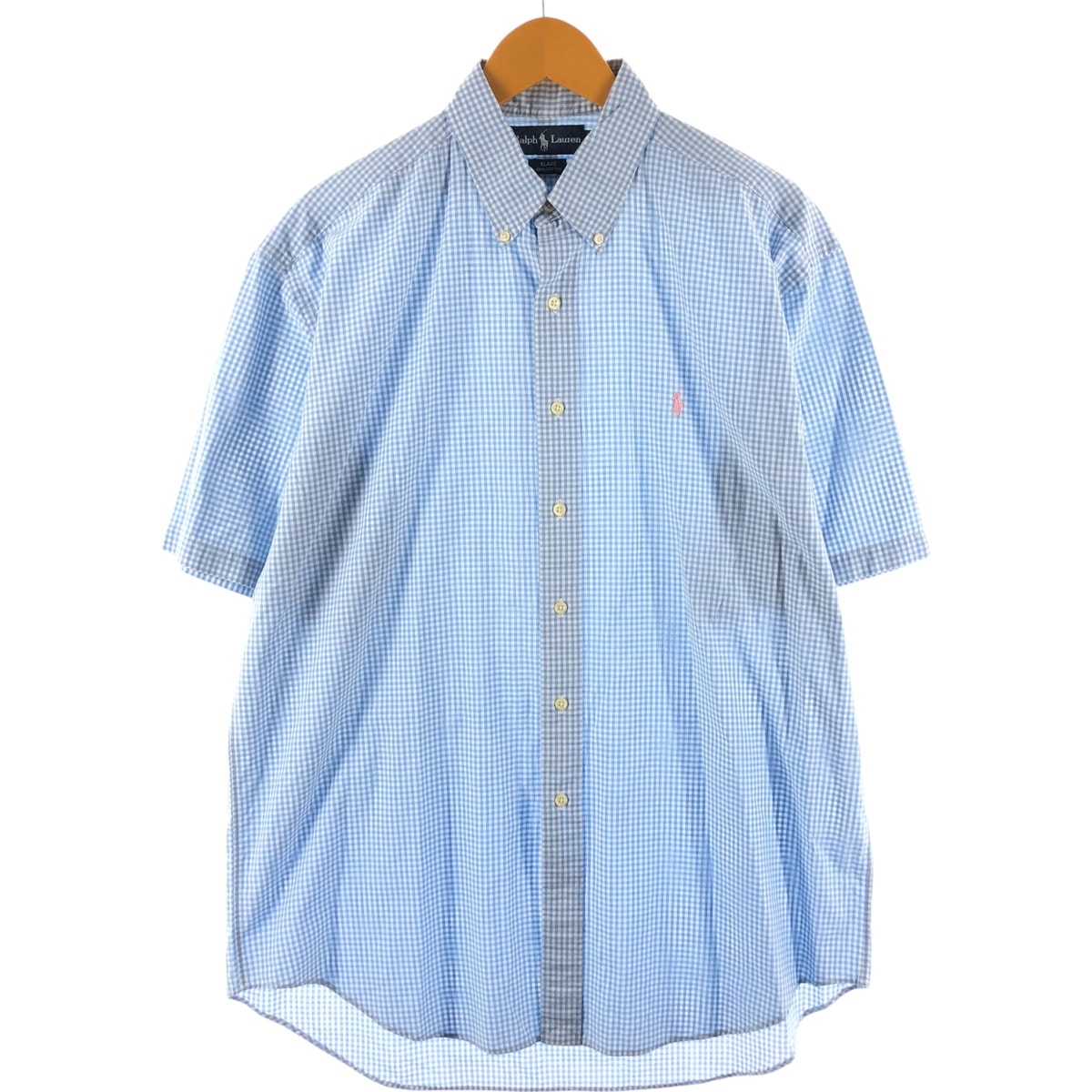 古着 ラルフローレン Ralph Lauren BLAKE ギンガムチェック 半袖 ボタンダウン チェックシャツ メンズL相当/eaa533035