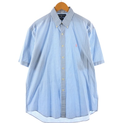 古着 ラルフローレン Ralph Lauren BLAKE ギンガムチェック 半袖 ボタンダウン チェックシャツ メンズL相当/eaa533035