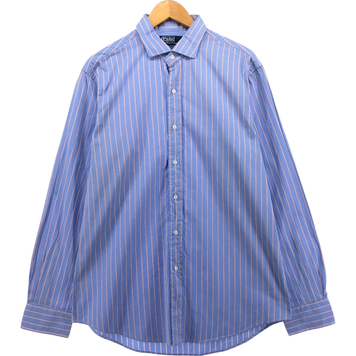 古着 ラルフローレン Ralph Lauren POLO by Ralph Lauren ESTATE ワイドカラー 長袖 ストライプシャツ メンズL相当/eaa568749