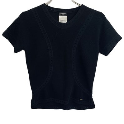 シャネル ブラック P51172 コットンニットTシャツ 34