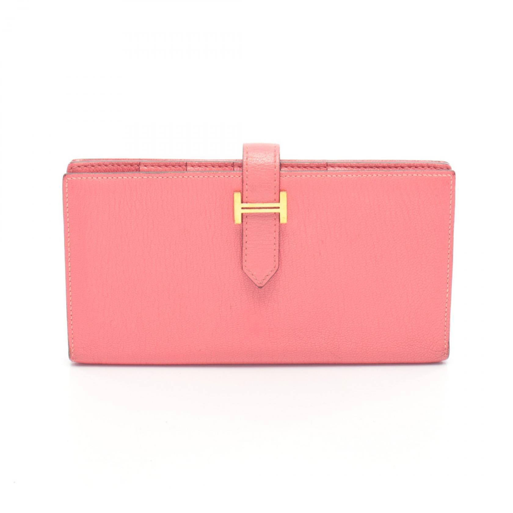 エルメス HERMES ベアンスフレ ローズエクストリーム 二つ折り長財布 財布 シェーブル シェーブル ピンク A刻印（2017年製造） レディース ピンク系 【中古】