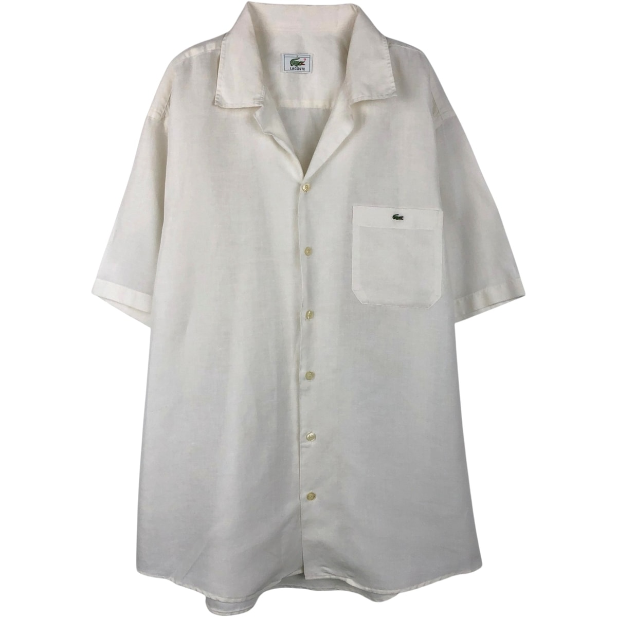 古着 ラコステ LACOSTE 半袖 オープンカラー コットンシャツ メンズL相当/eaa655813