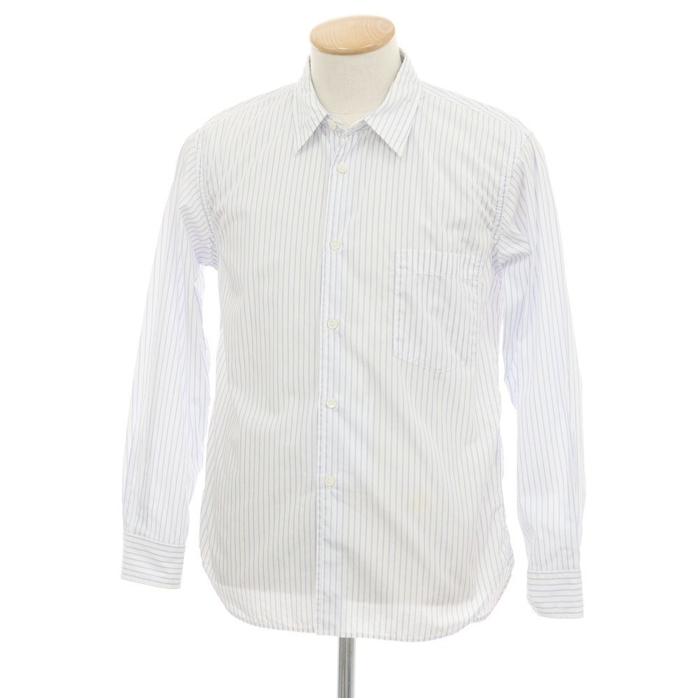 【中古】コムデギャルソン オムドゥ COMME des GARCONS HOMME DEUX 2019年春夏 コットン ストライプ レギュラーカラー カジュアルシャツ ホワイトxブルー【サイズXS】【メンズ】