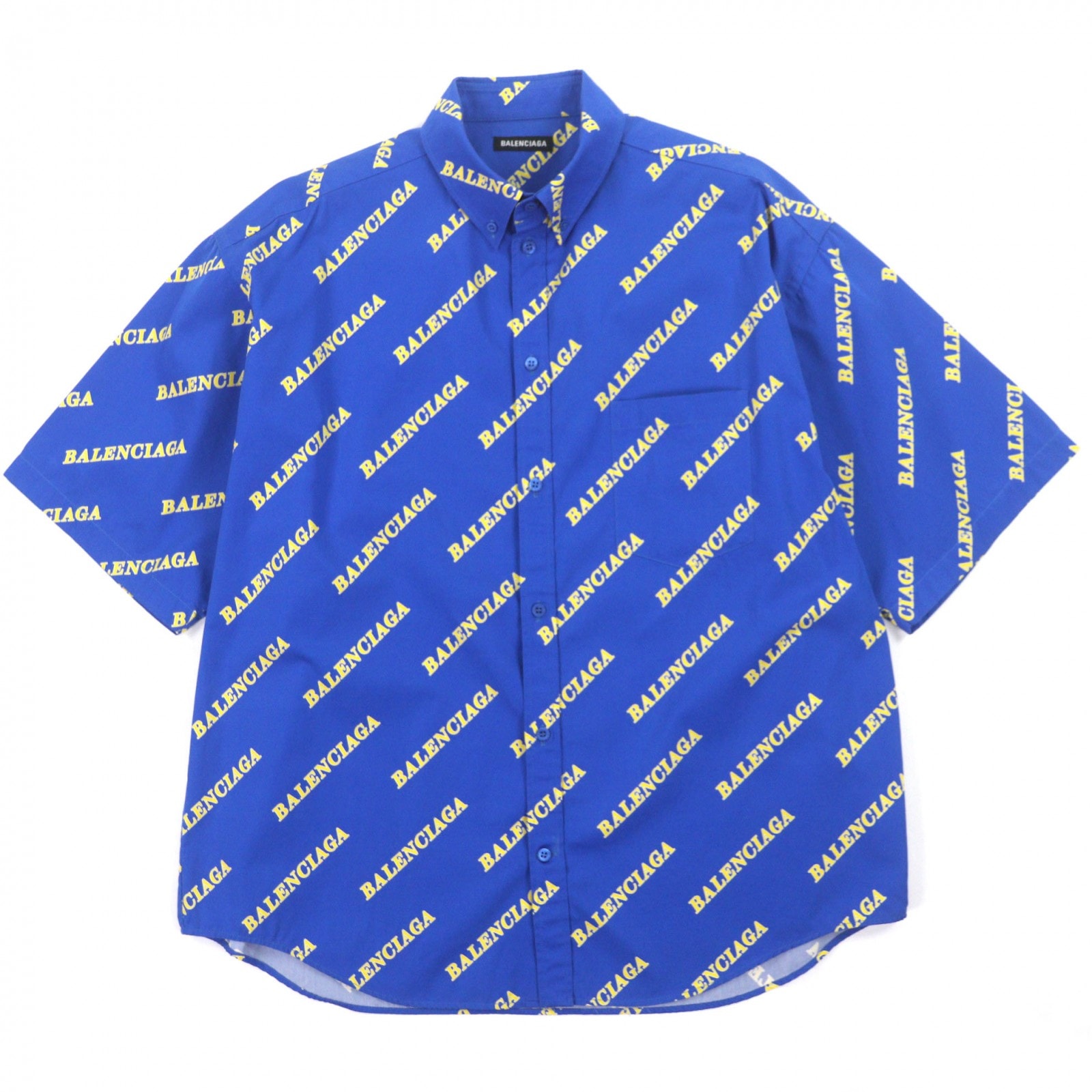 美品 バレンシアガ 半袖シャツ ブルー メンズ 38 626938