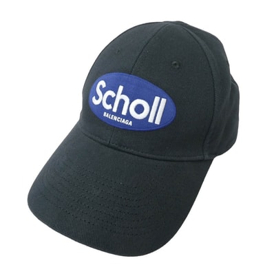BALENCIAGA バレンシアガ 帽子 25AW 840108 410B2 x SCHOLL Logo Embroidered Baseball Cap ショール ロゴ ベースボール キャップ 帽子 ブラック系 M(57cm)【極上美品】【中古】
