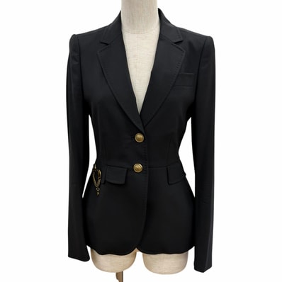 極美品 グッチ テーラードジャケット ブラック レディース 38
