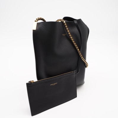 美品 SAINT LAURENT サンローラン レザー チェーン ショルダーバッグ 636498 ショルダーバッグ ブラック レザー レディース