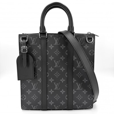 LOUIS VUITTON ルイヴィトン 2WAY モノグラムエクリプス サックプラクロス ハンドバッグ ショルダーバッグ 肩掛け 斜め掛け ブラック 黒 M46098 ノワール シルバー金具 メンズ【中古品】