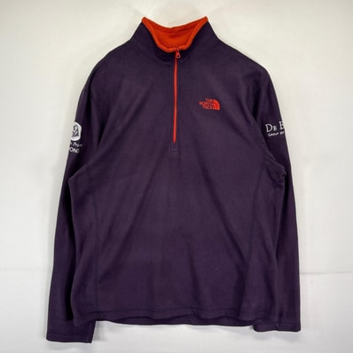 古着 ザ・ノースフェイス THE NORTH FACE フリースジャケット 大きいサイズ ハーフジップ プルオーバー 企業刺繍デザイン XL パープル メンズ