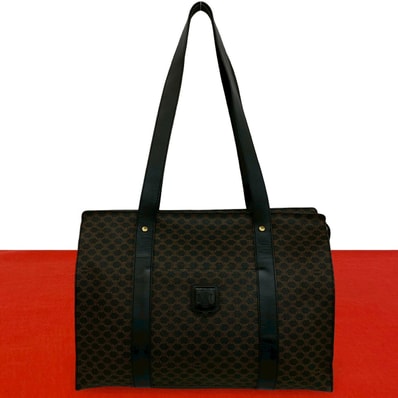 CELINE セリーヌ マカダム ブラゾン ロゴ 柄 レザー PVC トートバッグ ブラック
37173