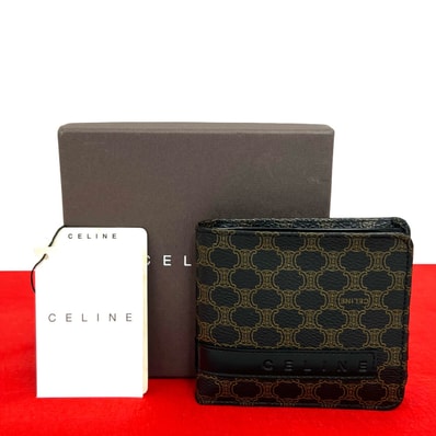 CELINE セリーヌ マカダム ブラゾン 柄 PVC レザー 二つ折り財布 ブラウン
72151