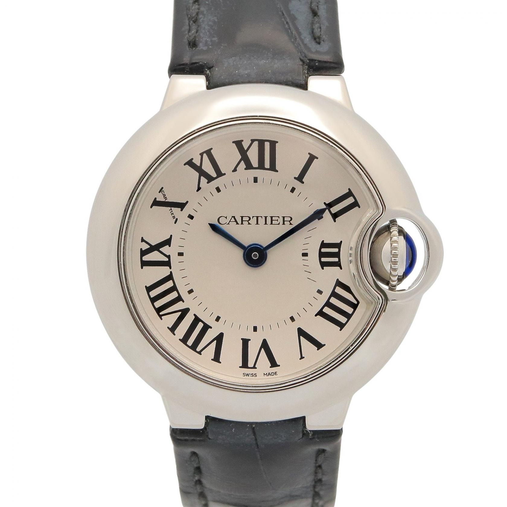 カルティエ CARTIER バロンブルー 腕時計 時計 ステンレススチール 革 レディース シルバー系 W69018Z4 【中古】
