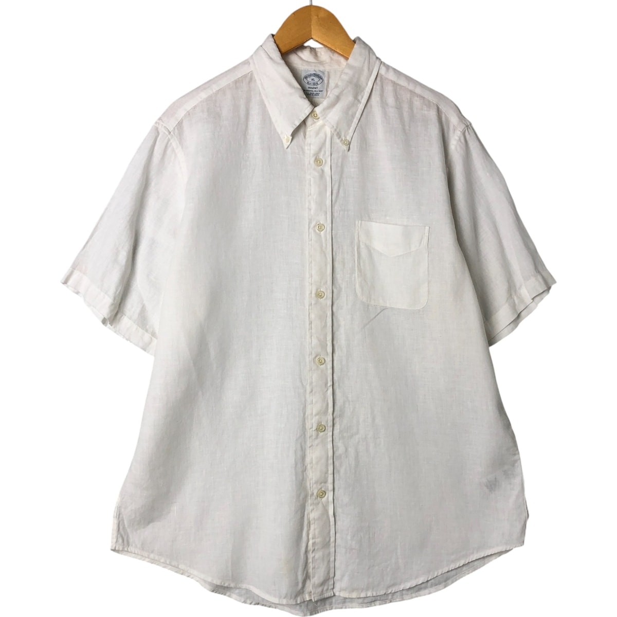 古着 ブルックスブラザーズ Brooks Brothers Est.1818 REGENT 半袖 リネン ボタンダウンシャツ メンズXL相当/eaa551102