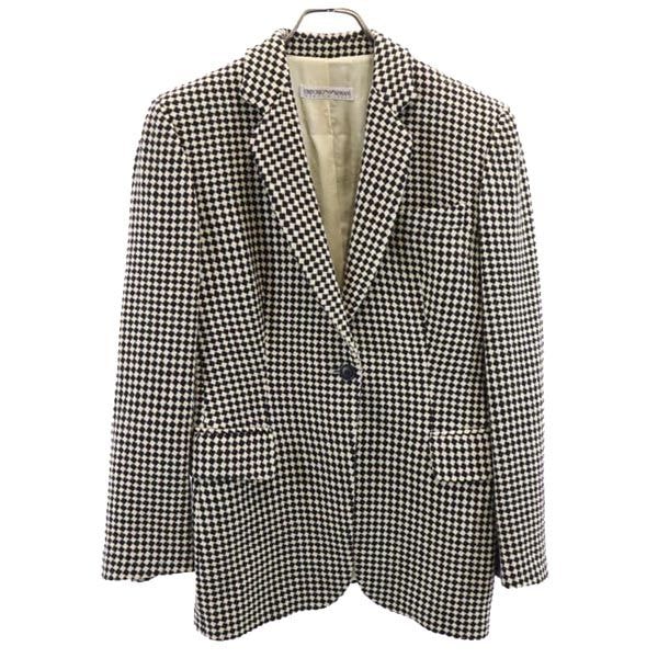 Emporio Armani エンポリオアルマーニ イタリア製 ウール テーラードジャケット 38 ベージュ×ブラック ブレザー