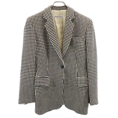 Emporio Armani エンポリオアルマーニ イタリア製 ウール テーラードジャケット 38 ベージュ×ブラック ブレザー