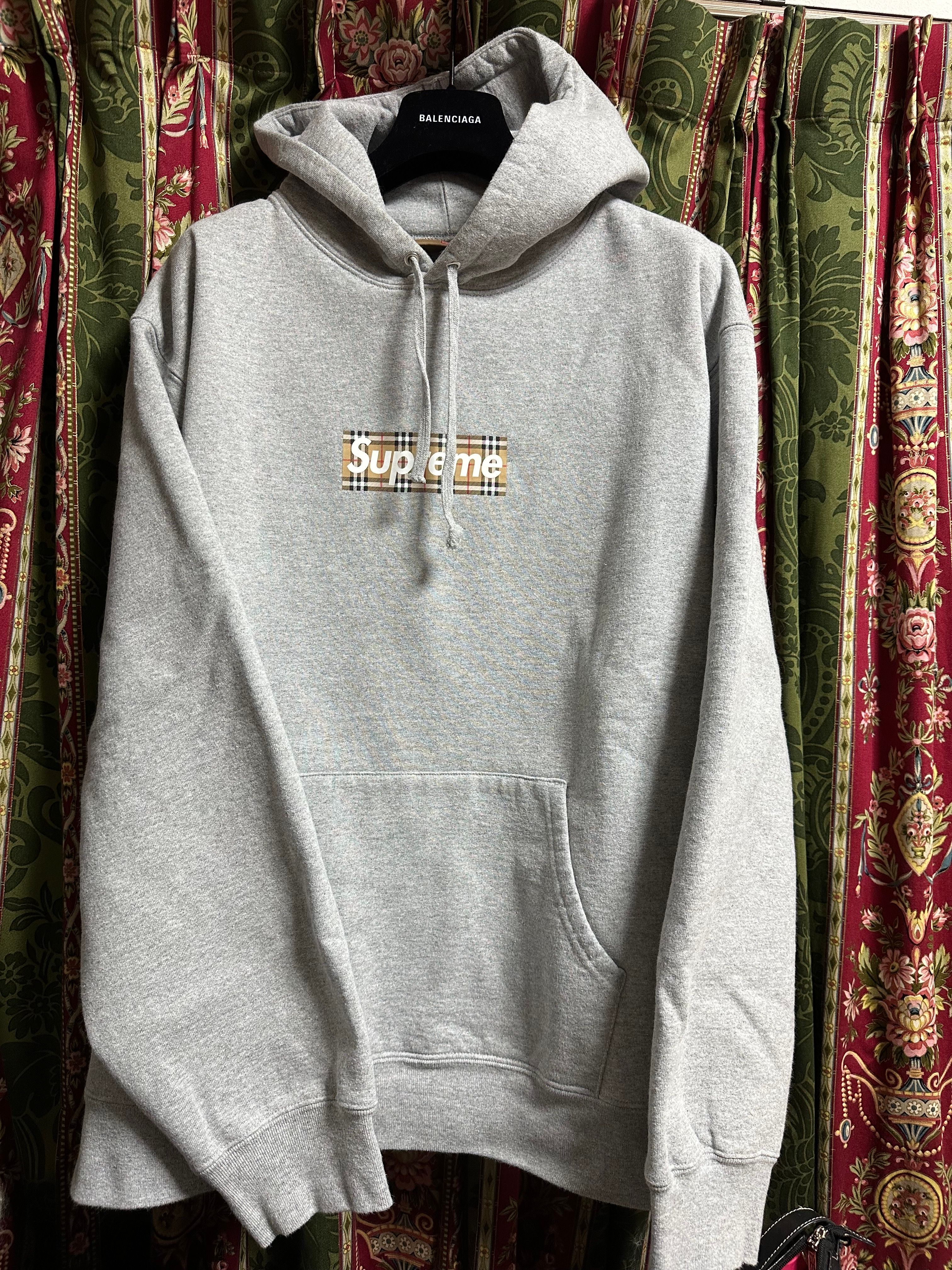 Supreme / Burberry Box Logo Hooded Sweatshirt "Heather Grey"